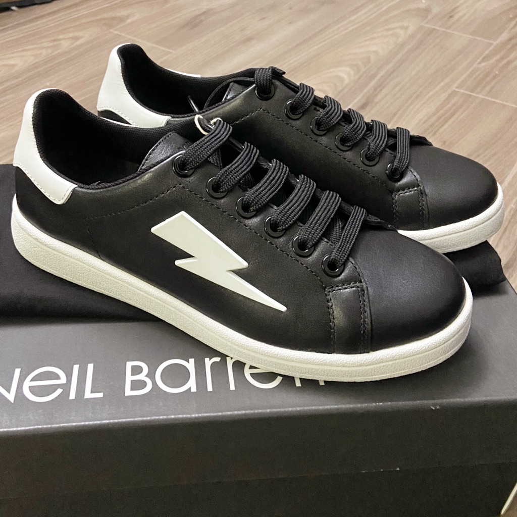 Nib 425 Neil Barrett Lightning Bolt Leather Sneakers Sz 36